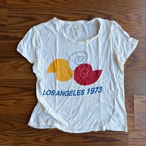 Madewell White Graphic Tee with Red and Yellow Design